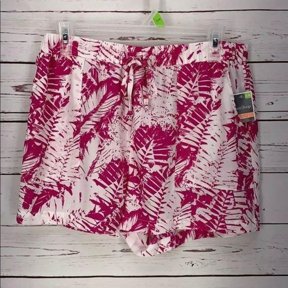 West‎ Loop Pink and White Dotted Leaf tropical pull on small medium Shorts - Picture 3 of 9